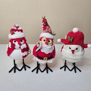 Set Of 3 Holiday Time Red White Birds Figurines Christmas NEW 2022